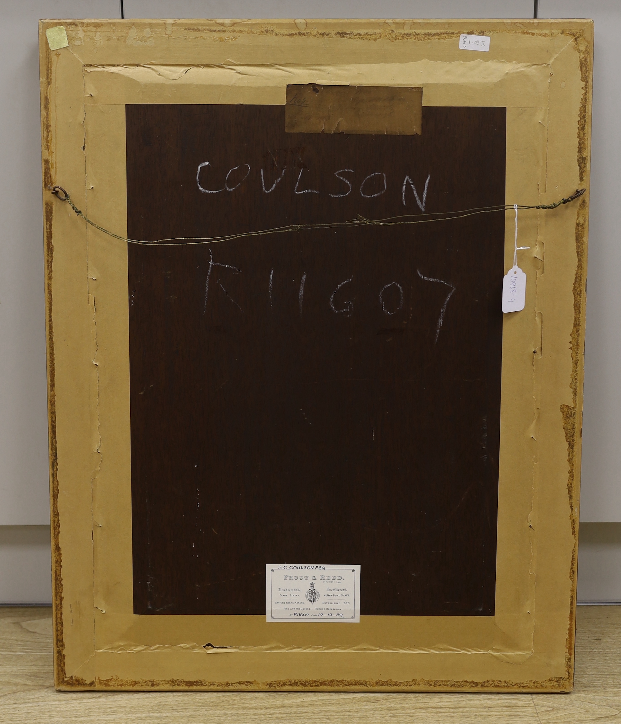 Robert Thorburn Ross (1816-1876) oil on board, 'Carding', signed and dated, label and indistinct ink inscription verso, 70 x 53cm